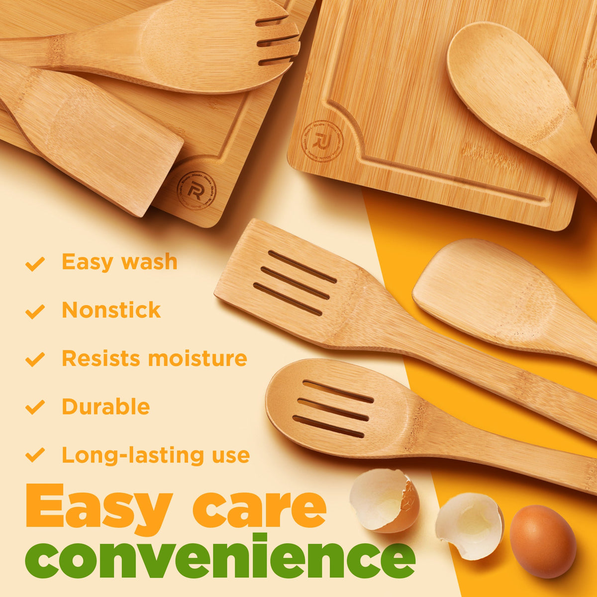 Cutting Boards For Kitchen – 3 Boards & 6 Spoons Wooden Utensil Set ...