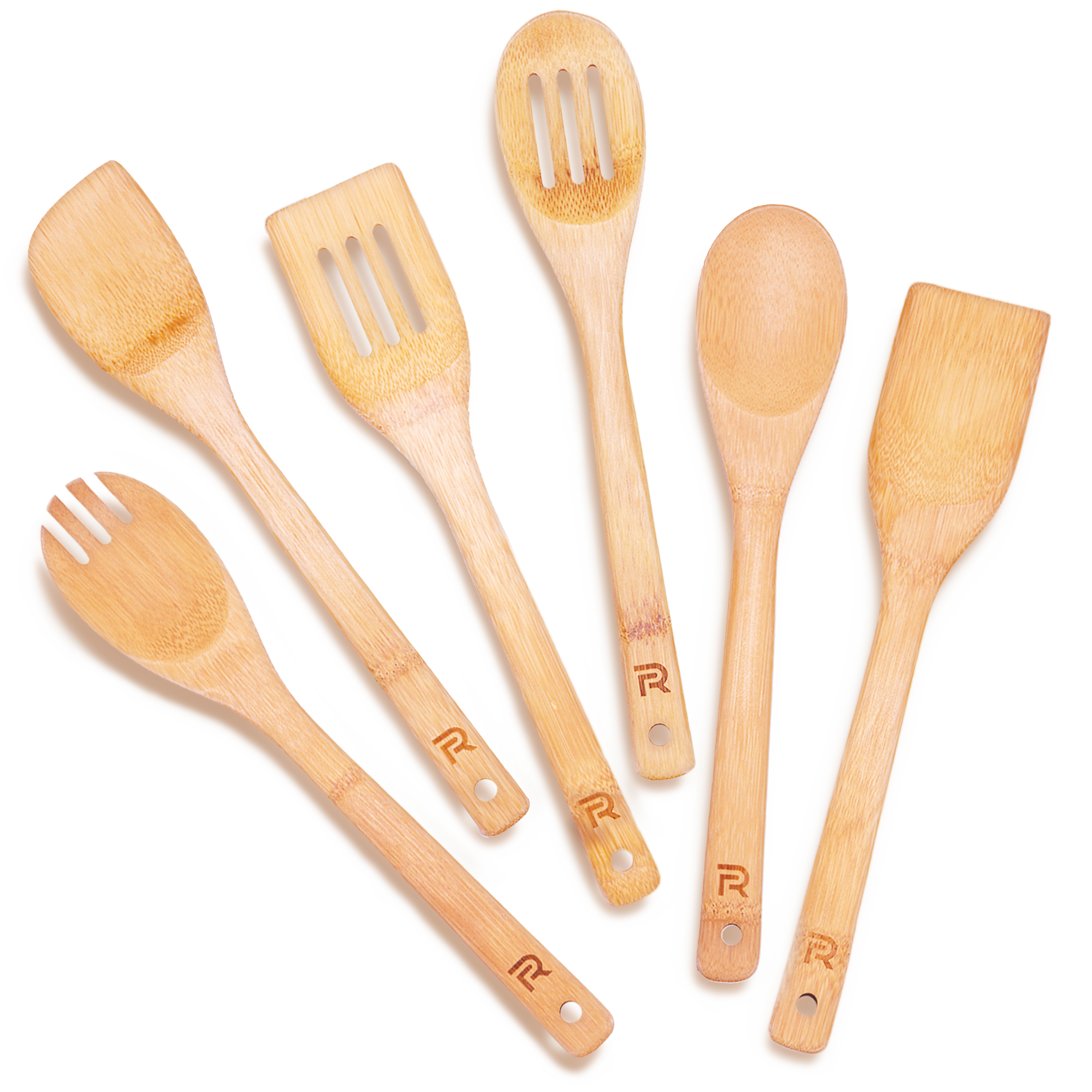  Riveira Bamboo Wooden Spoons for Cooking 6-Piece , Apartment  Essentials Wood Spatula Spoon Nonstick Kitchen Utensil Set Premium Quality  Housewarming Gifts for Everyday Use: Home & Kitchen